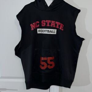 NC State Wolfpack Football Team cut sleeveless Hoodie hooded sweatshirt blackout